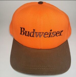 *****SOLD 7-4-25******Vintage 90s Budweiser Orange and Brown Snapback Hat/Cap